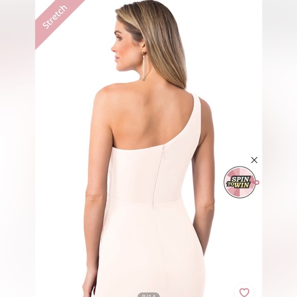 Azazie Cassia One Shoulder Bridesmaid Dress in color Rose Petal - Picture 7 of 10